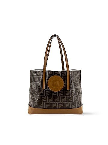 Fendi Ff Logo Stamp Shopping Zucca Coated Canvas Brown Canvas Tote Bag Bag (view 1)