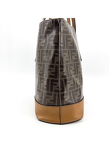 Fendi Ff Logo Stamp Shopping Zucca Coated Canvas Brown Canvas Tote Bag Bag (view 2)