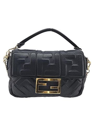 Fendi Baguette Nm Zucca Embossed Leather Black Leather Handbag (view 1)