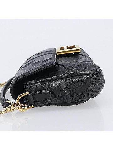 Fendi Baguette Nm Zucca Embossed Leather Black Leather Handbag (view 2)