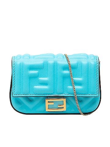 Fendi Nano Zucca Embossed Leather Baguette Charm (view 1)