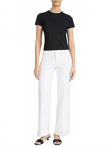 FRAME Le Slim Palazzo Modernist Pocket Jean in White (view 2)