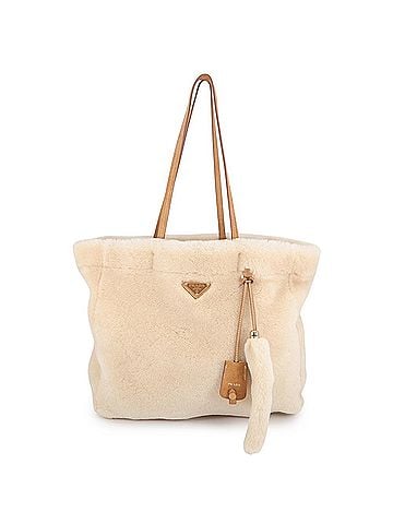 Prada Prada tote bag, shearling suede fur, 1BG597, PRADA handbag, (view 1)
