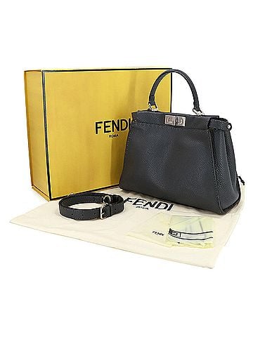 Fendi Fendi Selleria Peekaboo Regular 2-way Hand/Shoulder Handbag, Leather, Gray, 8BN290 (view 2)