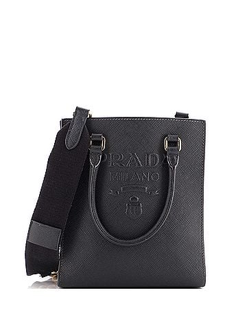 Prada Lux Embossed Logo Tote Saffiano Leather Small (view 1)