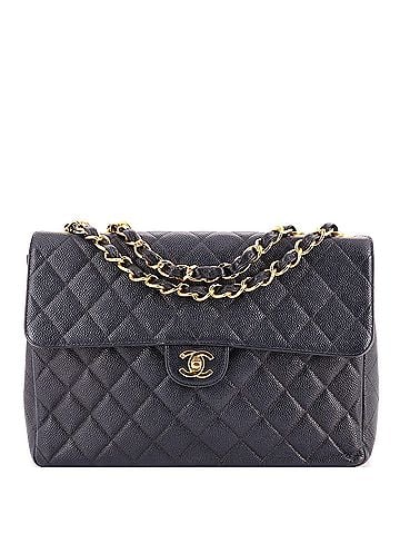 Chanel Vintage Square Classic Single Flap Bag Quilted Caviar Jumbo (view 1)