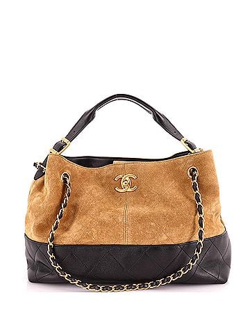 Chanel Coco Base Shopping Bag Quilted Suede and Lambskin Small (view 1)
