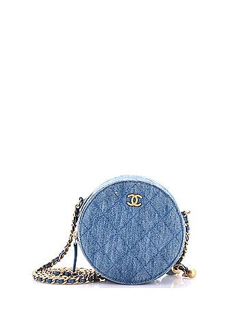 Chanel Pearl Crush Round Clutch with Chain Quilted Denim (view 1)