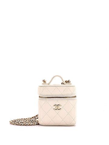 Chanel Handle with Care Vanity Case with Chain Quilted Caviar (view 1)