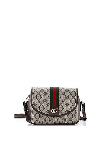 Gucci Ophidia Flap Shoulder Bag GG Coated Canvas with Leather Small (view 1)