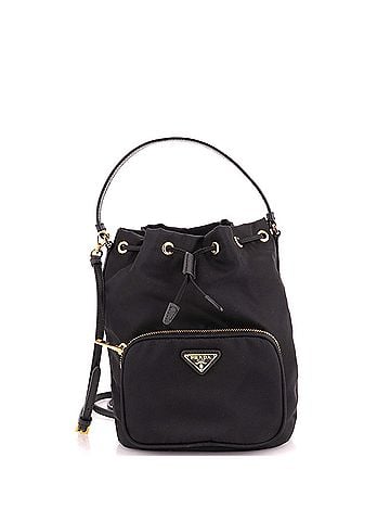 Prada Duet Drawstring Bucket Bag Tessuto Small (view 1)