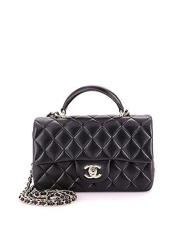 Chanel Classic Single Flap Top Handle Bag Quilted Lambskin Mini (view 1)