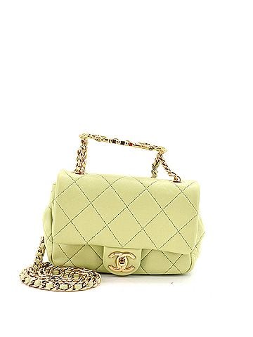 Chanel Oval Logo Chain Handle Flap Bag Quilted Lambskin Small (view 1)
