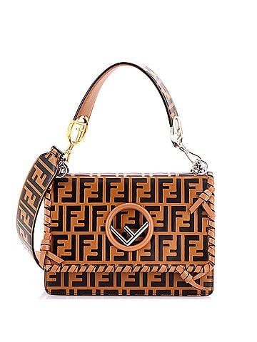 Fendi Kan I F Shoulder Bag Whipstitch Zucca Embossed Leather Medium (view 1)