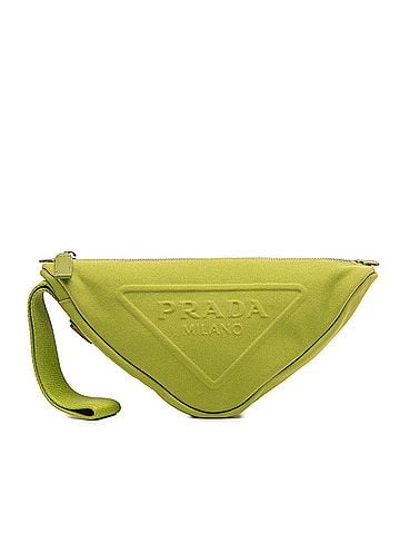 Prada Canvas Canapa Triangle Logo Wristlet Clutch (view 1)
