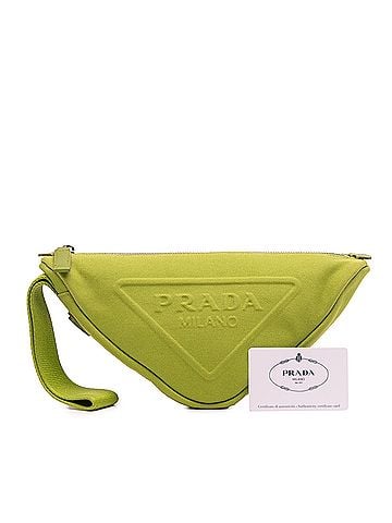 Prada Canvas Canapa Triangle Logo Wristlet Clutch (view 2)