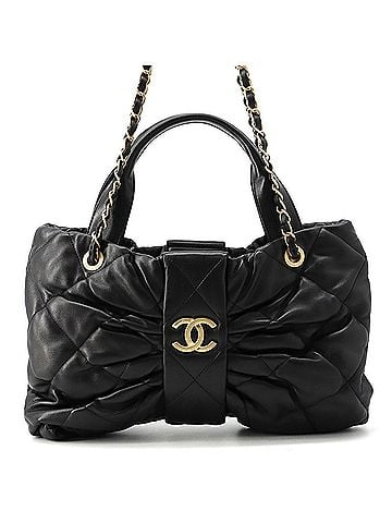 Chanel Chanel Matelassé Handbag, Coco Mark, Ribbon Bow, Lambskin, AS5851, Black, 2-way. (view 1)