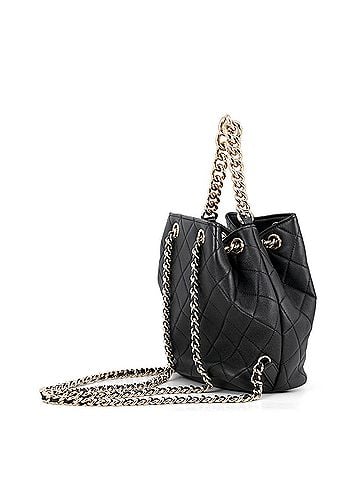 Chanel Chanel Matelassé Backpack with Coco Mark and Studs, Drawstring, Calf Leather, Black, Women's Handbag. (view 2)