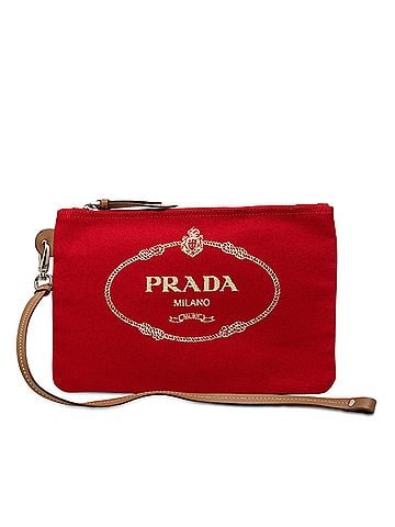 Prada Canvas Canapa Logo Wristlet Pouch (view 1)