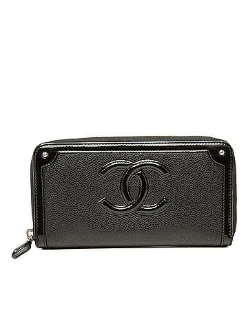 Chanel CC Caviar and Patent Zip Around Long Wallet (view 1)