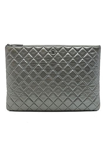 Chanel Large Quilted Metallic Lambskin O Case Clutch (view 1)