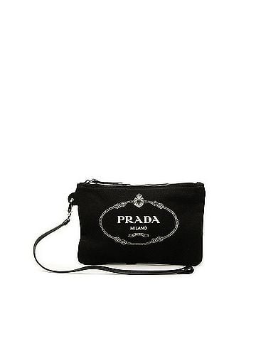Prada Canvas Canapa Logo Wristlet Pouch (view 1)