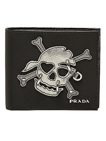 Prada Tessuto Patchwork Skull Pierced Bifold Wallet (view 1)