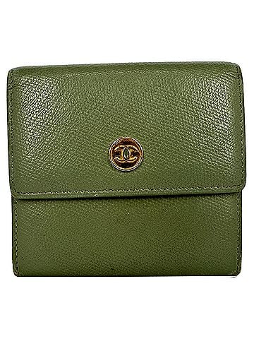 Chanel Chanel Tri-Fold Compact Wallet in Olive Leather (view 1)
