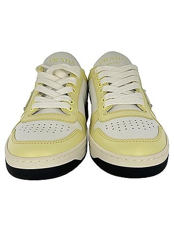 Prada Prada Downtown Low-Top Sneakers in Yellow and White Leather (view 2)
