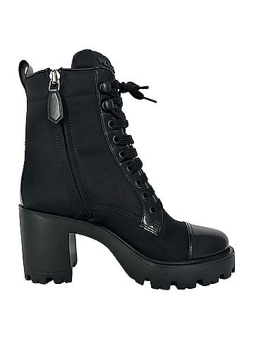 Prada Prada Re-Nylon Combat Boots in Black Nylon (view 1)
