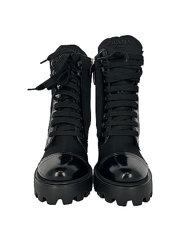 Prada Prada Re-Nylon Combat Boots in Black Nylon (view 2)