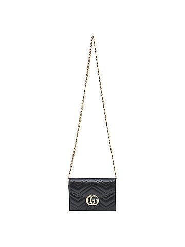 Gucci Gucci GG Marmont 2.0 Chain on Wallet in Black Leather (view 1)