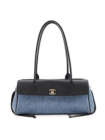 Chanel Chanel Shoulder Bag Matelassé Coco Mark Small Handbag Denim Leather AS6288 CHANEL Black Women's (view 1)