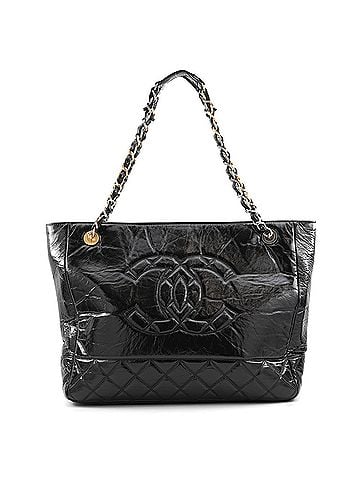 Chanel Chanel Chain Tote Bag, Coco Mark, Matelassé, Shiny Aged Calf Leather, AS1875, Black, Matelassé Handbag, Women's, CHANEL (view 1)