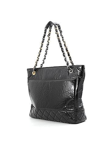 Chanel Chanel Chain Tote Bag, Coco Mark, Matelassé, Shiny Aged Calf Leather, AS1875, Black, Matelassé Handbag, Women's, CHANEL (view 2)