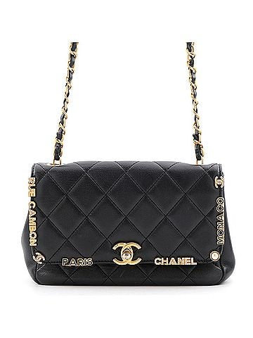 Chanel Chanel Chain Shoulder Bag Matelassé Coco Mark Lambskin Rhinestone AS3731 CHANEL Black Handbag Women's (view 1)