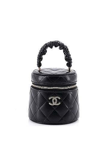 Chanel CC Ruched Top Handle Vanity Case Quilted Lambskin Mini (view 1)