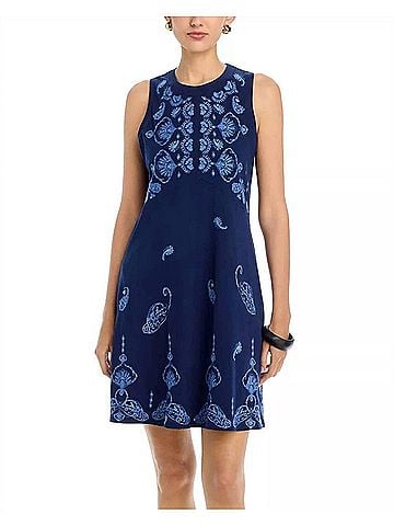 Johnny Was Jaden Chevron Mid Knit Tank Dress in Blue Night (view 2)