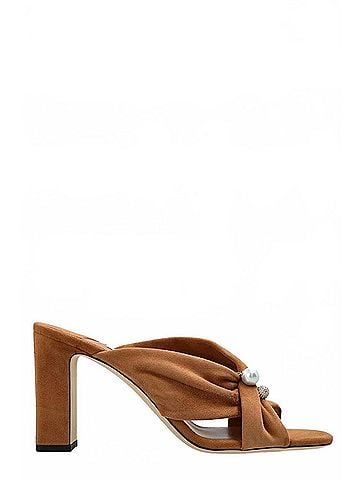 Jimmy Choo Women's Rafi 85 Heeled Mules in Suede Toffee (view 1)