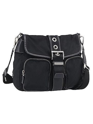 Prada Double Pocket Messenger Tessuto Black Nylon Handbag (view 1)