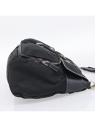 Prada Double Pocket Messenger Tessuto Black Nylon Handbag (view 2)