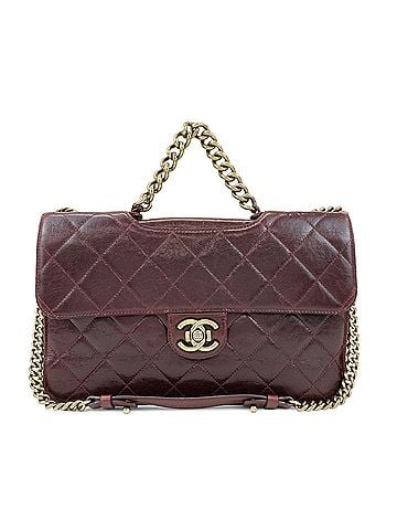 Chanel Perfect Edge Flap Quilted Glazed Calfskin Burgundy Leather Handbag (view 1)