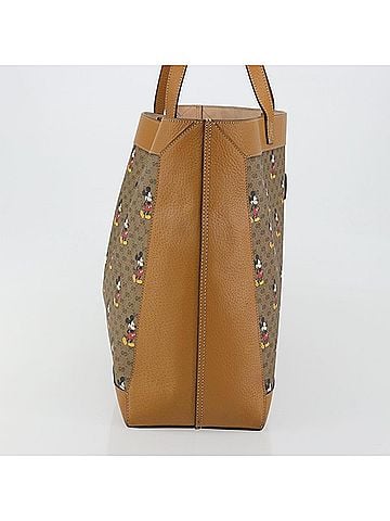 Gucci Disney Mickey Mouse Soft Open Printed Mini Gg Coated Canvas Beige Canvas Tote Bag Bag (view 2)