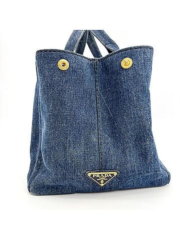 Prada Canapa Denim Blue Denim_Jeans Tote Bag Bag (view 2)