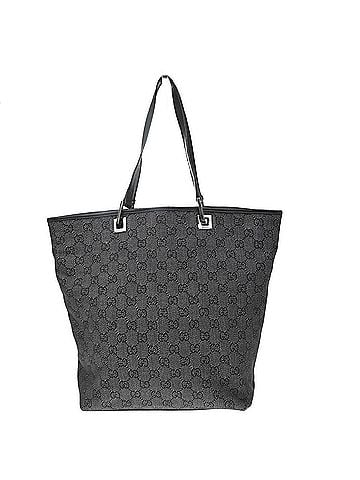 Gucci Vertical Tote Gg Canvas Black Canvas Tote Bag Bag (view 1)