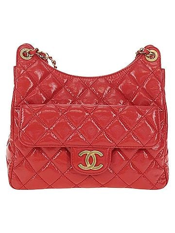 Chanel Wavy Cc Hobo Quilted Crumpled Calfskin Pink Patent_Leather Shoulder Bag Bag (view 1)