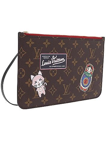 Louis Vuitton Neverfull Pochette Limited Edition World Tour Monogram Canvas Brown Canvas Clutche &amp; Pouche Bag (view 1)