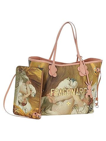 Louis Vuitton Neverfull Nm Limited Edition Jeff Koons Fragonard Print Canvas Pink Canvas Tote Bag Bag (view 1)