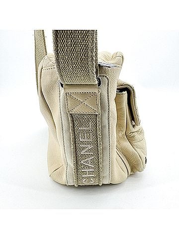 Chanel Sport Line Double Pocket Zip Messenger Leather Beige Leather Crossbody Bag Bag (view 2)