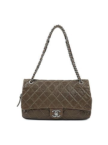 Chanel Easy Flap Quilted Caviar Brown Leather Handbag (view 1)